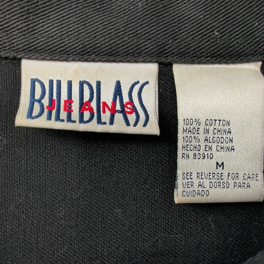 Bill Blass Jeans Mens Black Denim Trucker Jacket Medium 100% Cotton RN 83910